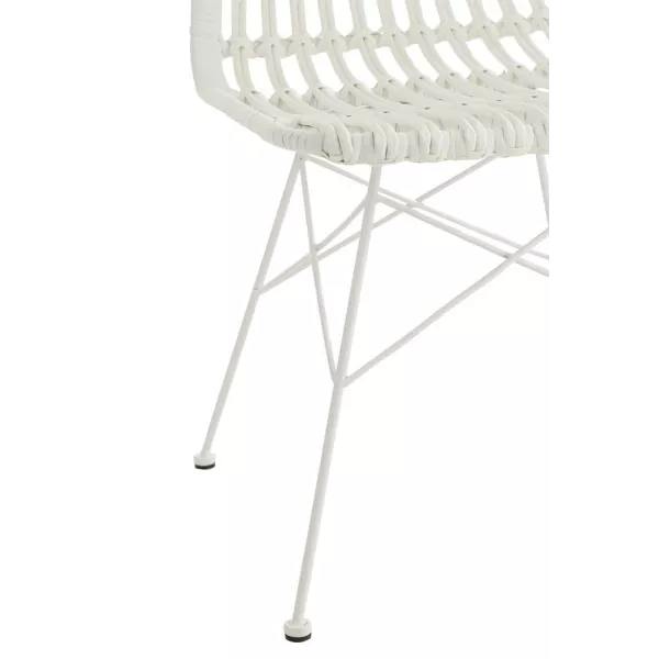 Chaise intérieur-extérieur en rotin et métal PINGO (Blanc)