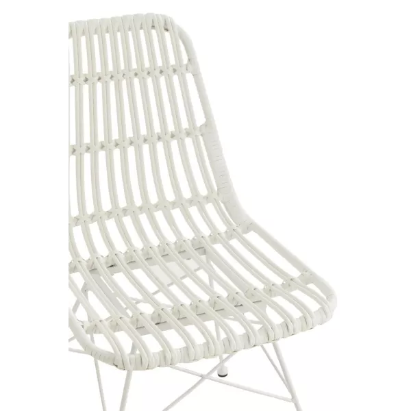 Chaise intérieur-extérieur en rotin et métal PINGO (Blanc)