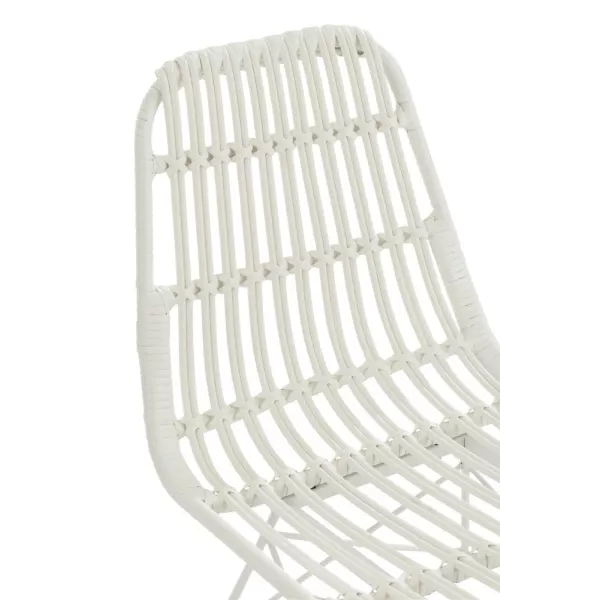 Chaise intérieur-extérieur en rotin et métal PINGO (Blanc)