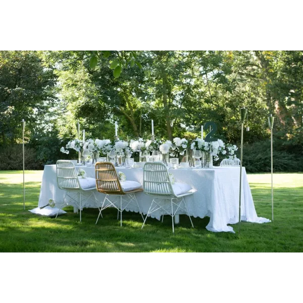 Chaise intérieur-extérieur en rotin et métal PINGO (Blanc)