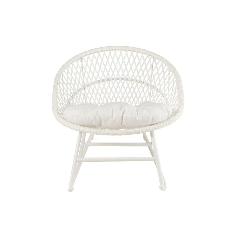 Fauteuil à bascule intérieur-extérieur en roseau et métal PONETTE (Blanc)