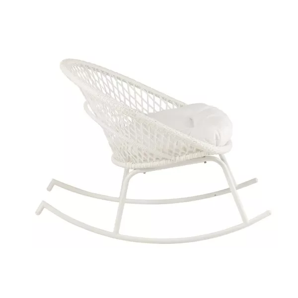 Fauteuil à bascule intérieur-extérieur en roseau et métal PONETTE (Blanc)