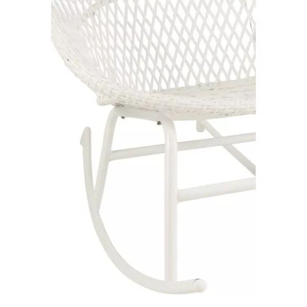 Fauteuil à bascule intérieur-extérieur en roseau et métal PONETTE (Blanc)