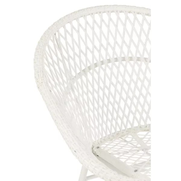 Fauteuil à bascule intérieur-extérieur en roseau et métal PONETTE (Blanc)