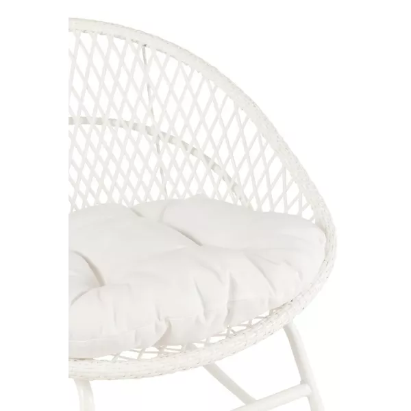 Fauteuil à bascule intérieur-extérieur en roseau et métal PONETTE (Blanc)