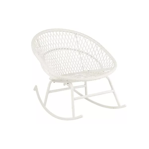 Fauteuil à bascule intérieur-extérieur en roseau et métal PONETTE (Blanc)