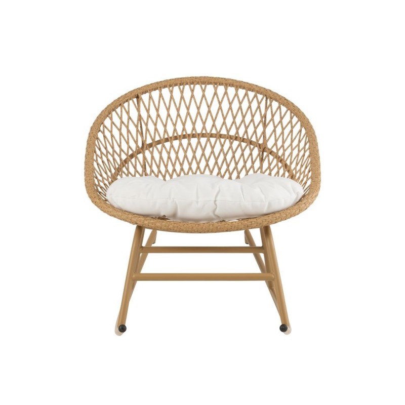 Fauteuil à bascule intérieur-extérieur en roseau et métal PONETTE (Naturel)