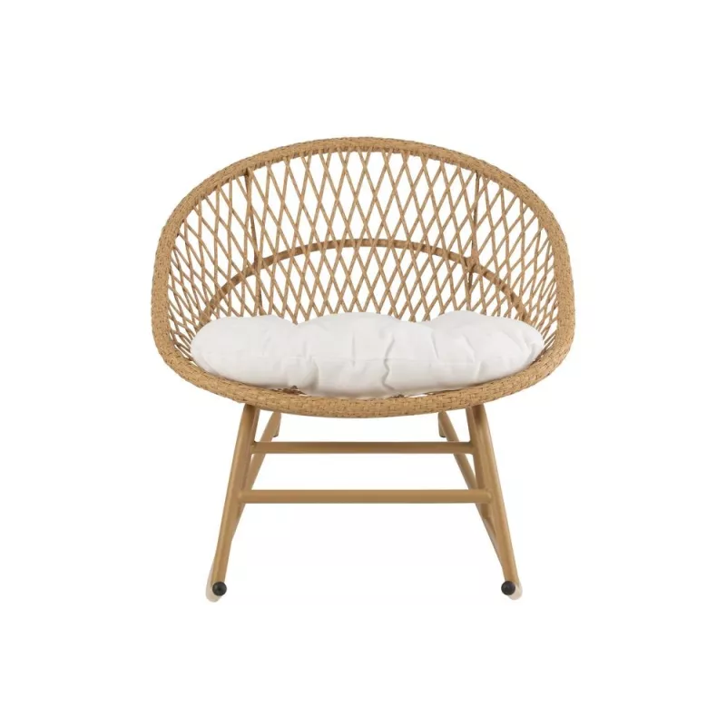 Fauteuil à bascule intérieur-extérieur en roseau et métal PONETTE (Naturel)