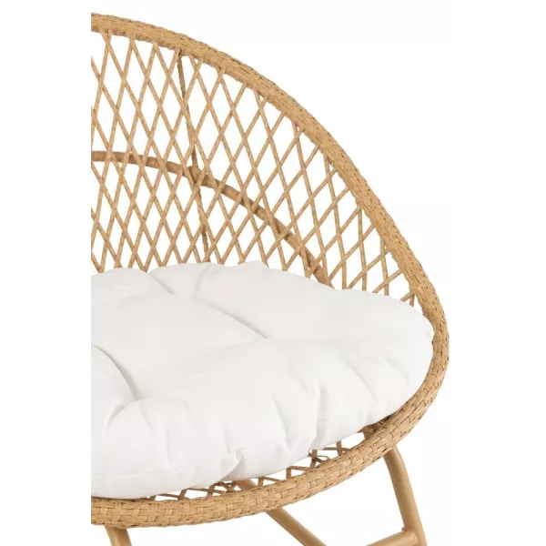 Fauteuil à bascule intérieur-extérieur en roseau et métal PONETTE (Naturel)