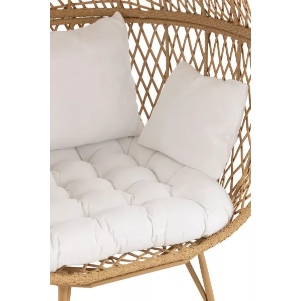 Fauteuil lounge intérieur-extérieur en roseau et métal PONETTE (Naturel)