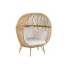 Fauteuil lounge intérieur-extérieur en roseau et métal PONETTE (Naturel)