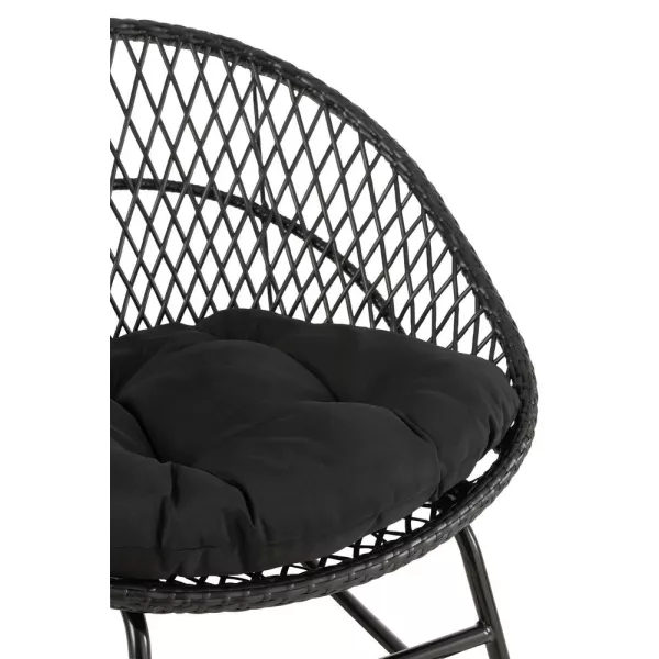 Fauteuil à bascule intérieur-extérieur en roseau et métal PONETTE (Noir)