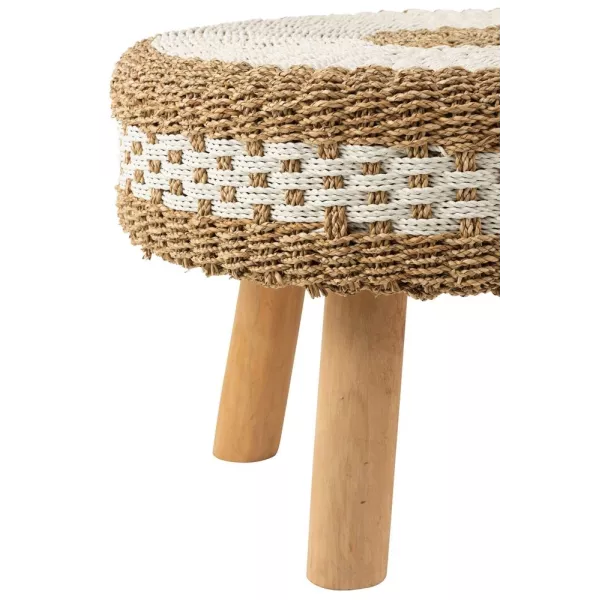 Pouf sur pied en jute OSLO (Blanc, Naturel)