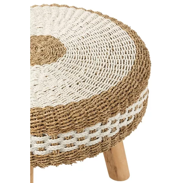 Pouf sur pied en jute OSLO (Blanc, Naturel)