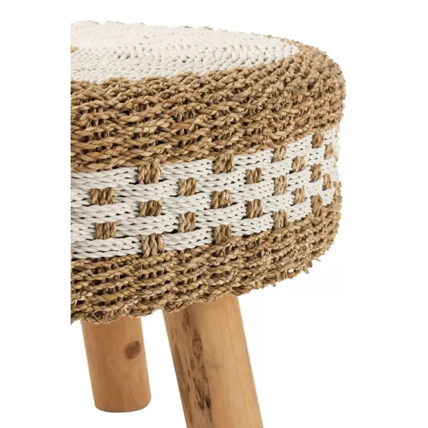 Pouf sur pied en jute OSLO (Blanc, Naturel)