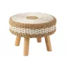 Pouf sur pied en jute OSLO (Blanc, Naturel)