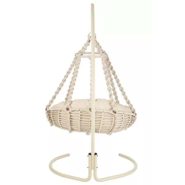 Fauteuil suspendu intérieur-extérieur en corde et métal FLOUPA (Naturel)