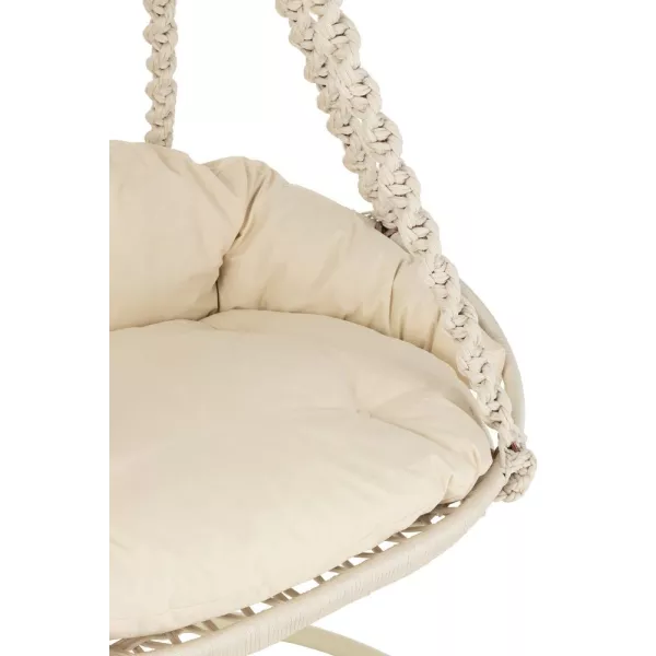 Fauteuil suspendu intérieur-extérieur en corde et métal FLOUPA (Naturel)