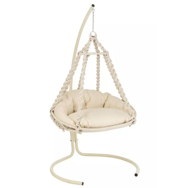 Fauteuil suspendu intérieur-extérieur en corde et métal FLOUPA (Naturel)