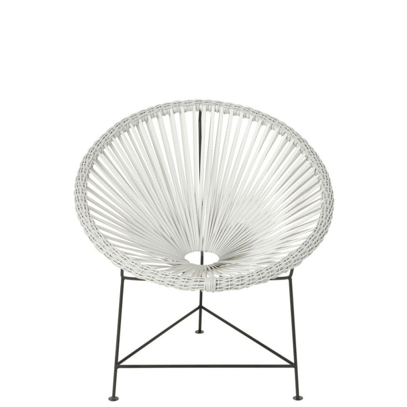 Fauteuil relax intérieur-extérieur en rotin et métal GAROL (Blanc)