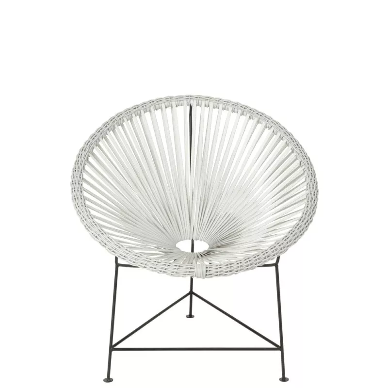 Fauteuil relax intérieur-extérieur en rotin et métal GAROL (Blanc)