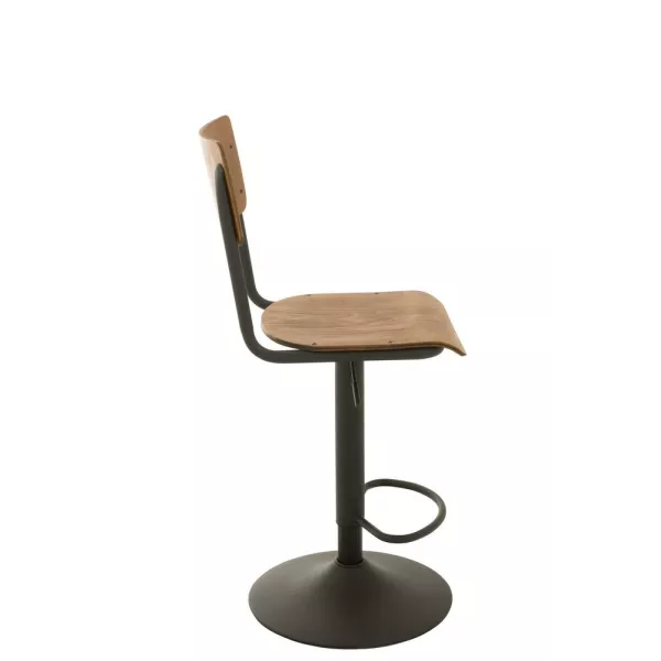 Tabouret de bar en bois et métal PLEVAN (Marron, noir)