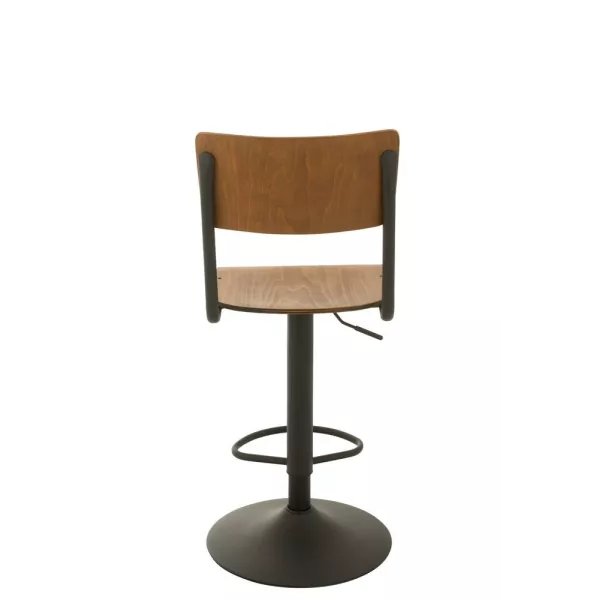 Tabouret de bar en bois et métal PLEVAN (Marron, noir)