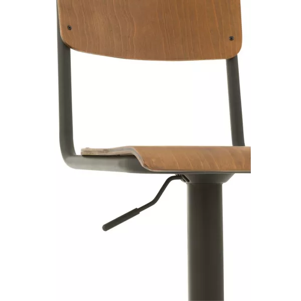 Tabouret de bar en bois et métal PLEVAN (Marron, noir)