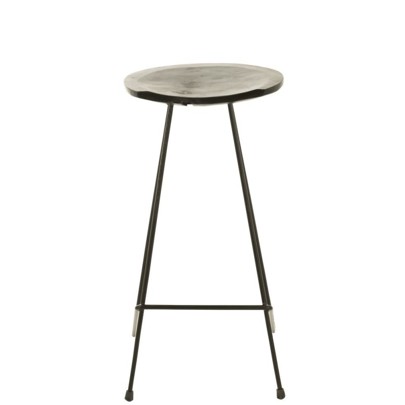 Tabouret de bar en bois de teck et métal ZIMBA (Noir)