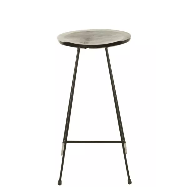 Tabouret de bar en bois de teck et métal ZIMBA (Noir)