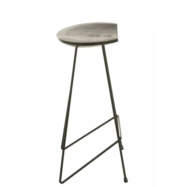 Tabouret de bar en bois de teck et métal ZIMBA (Noir)