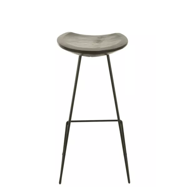 Tabouret de bar en bois de teck et métal ZIMBA (Noir)