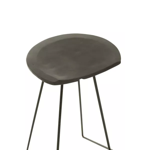 Tabouret de bar en bois de teck et métal ZIMBA (Noir)