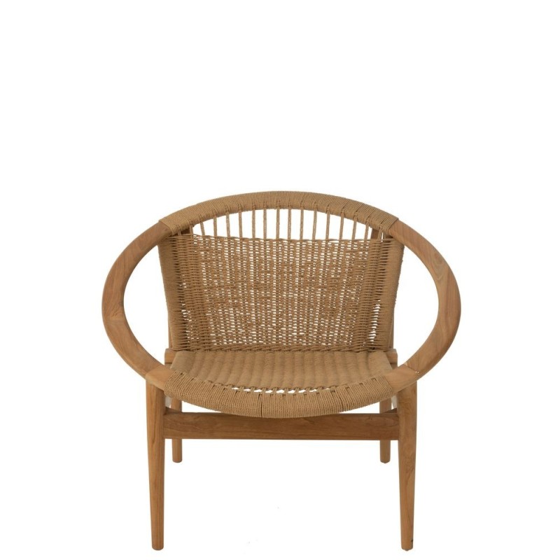 Chaise ronde en teck et corde BRIGA (Naturel)