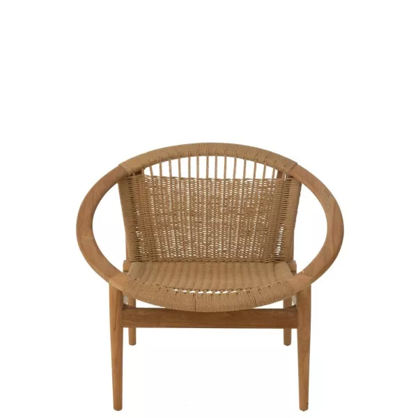 Chaise ronde en teck et corde BRIGA (Naturel)