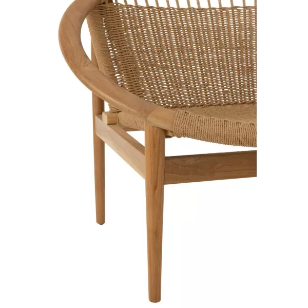 Chaise ronde en teck et corde BRIGA (Naturel)