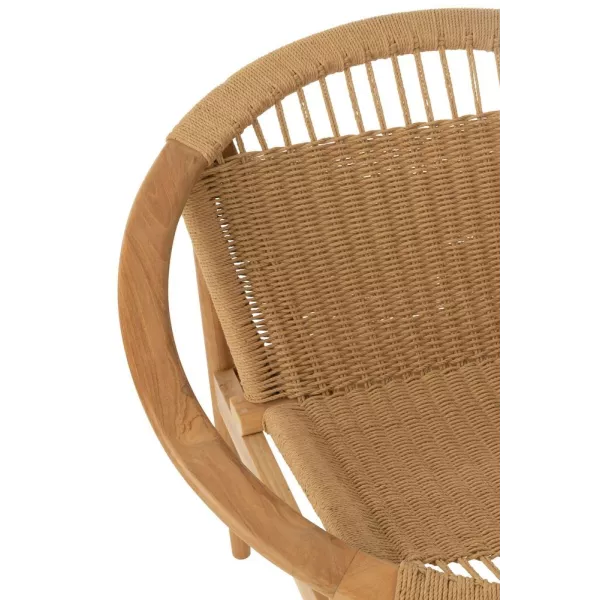 Chaise ronde en teck et corde BRIGA (Naturel)