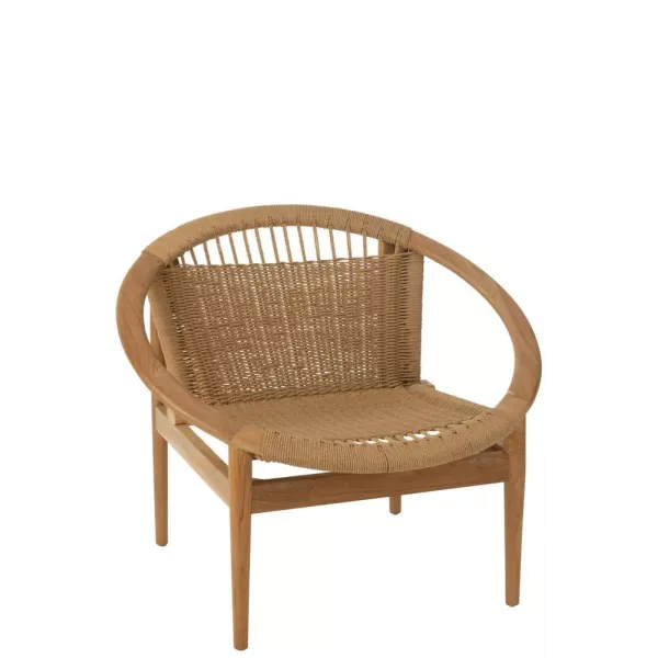 Chaise ronde en teck et corde BRIGA (Naturel)