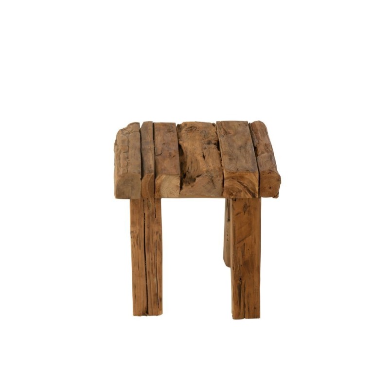 Tabouret bas en bois de teck ZOUZOU (Naturel)