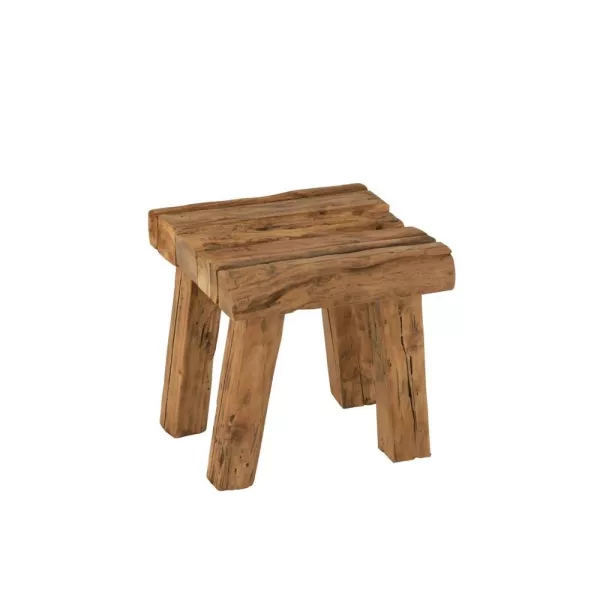 Tabouret bas en bois de teck ZOUZOU (Naturel)