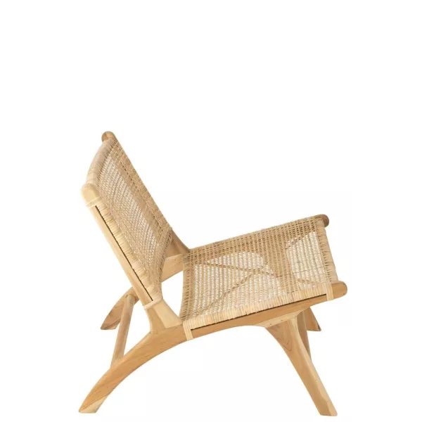 Fauteuil lounge en bois et rotin ajouré BAPIN (Naturel)