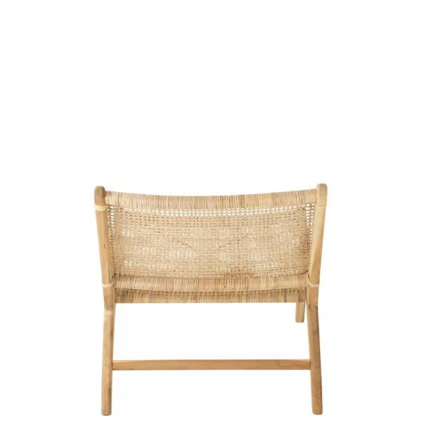 Fauteuil lounge en bois et rotin ajouré BAPIN (Naturel)