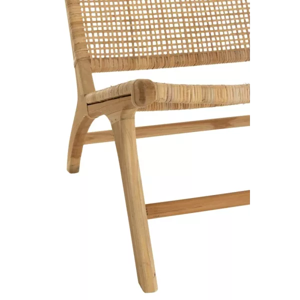 Fauteuil lounge en bois et rotin ajouré BAPIN (Naturel)