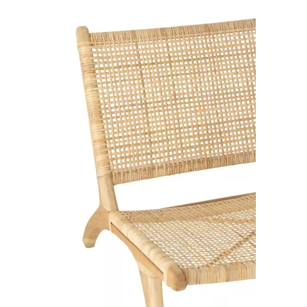 Fauteuil lounge en bois et rotin ajouré BAPIN (Naturel)