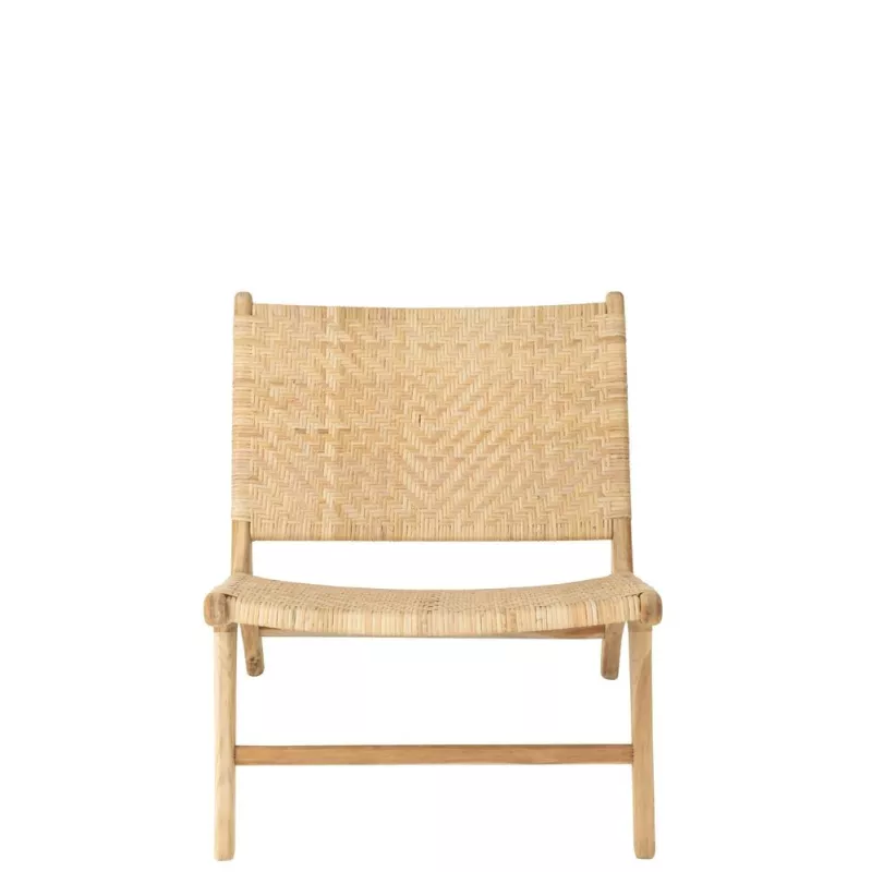 Fauteuil lounge en bois et rotin serré BAPIN (Naturel)