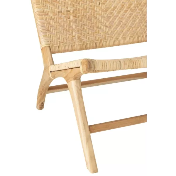 Fauteuil lounge en bois et rotin serré BAPIN (Naturel)