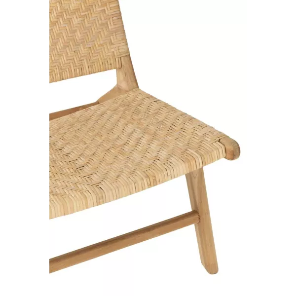 Fauteuil lounge en bois et rotin serré BAPIN (Naturel)