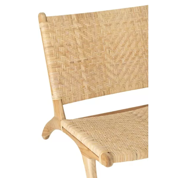 Fauteuil lounge en bois et rotin serré BAPIN (Naturel)