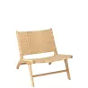 Fauteuil lounge en bois et rotin serré BAPIN (Naturel)