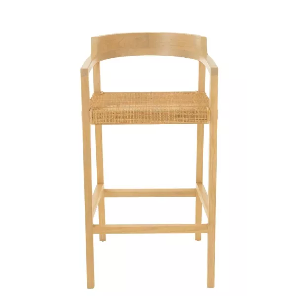 Tabouret de bar en teck et rotin PALBON (Naturel)